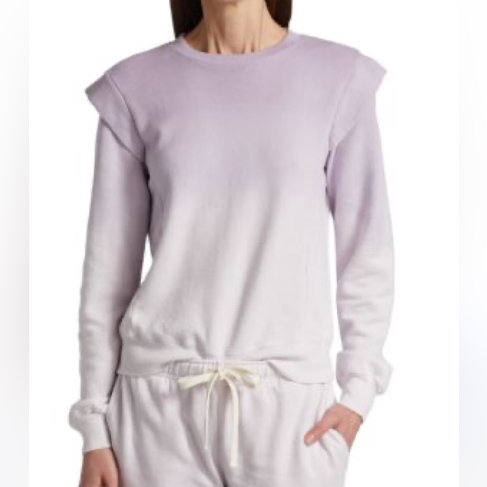 Monrow sweatshirt women’s ombré wash ruffle shoulder pastel lilac cotton M